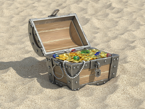 open treasure chest with shinny gold