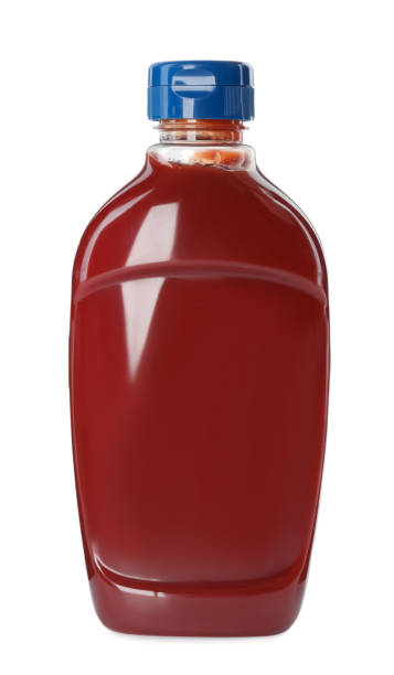 istock Plastic bottle of ketchup isolated on white 1457064541