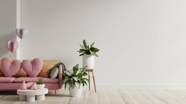 istock Pink sofa and home decor for valentine's day. 1457064822