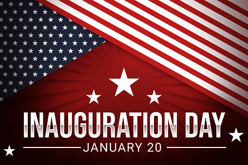 Inauguration day background with United states of America flag and typography. Day on inauguration