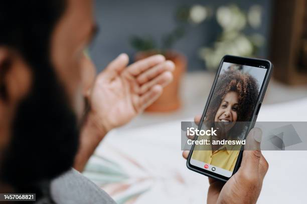 Video Conference Via Smartphone Stock Photo - Download Image Now - Using Phone, Smart Phone, Communication