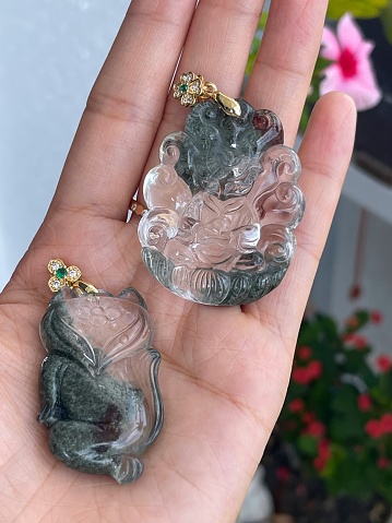 Green phantom crystal pendant