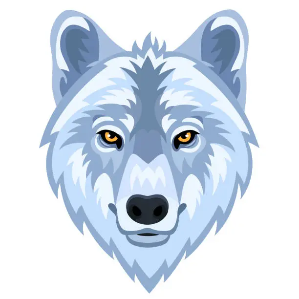 Vector illustration of White Wolf. Head Logo. Mascot Creative Design.