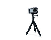 4K action camera with tripod on white background