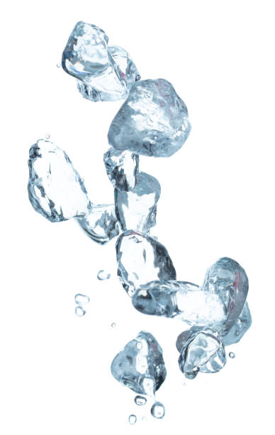 istock Ice Cubes explosion flying, crystal clear ice wave floating, fall down in air. Ice Brick block cube is frozen water healthy thirsty. White background Isolated high speed shutter, freeze stop motion 1457088063