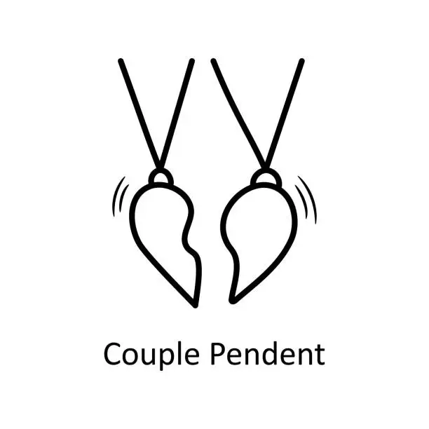 Vector illustration of Couple Pendent vector outline hand draw Icon design illustration. Valentine Symbol on White background EPS 10 File