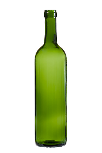 Green wine bottle isolated on white