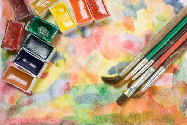 istock Watercolor palette and brushes 1457090557