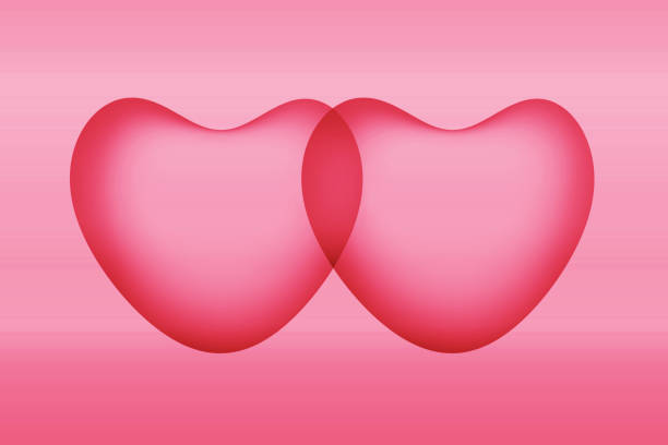 Pair of Strawberry Red 3D Hearts on Gradient Pink Backdrop