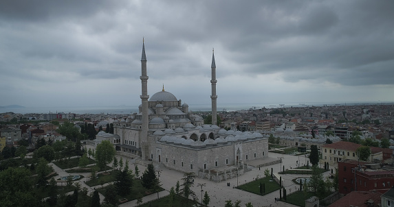 istanbul fatih mosque and sky aerial drone photo