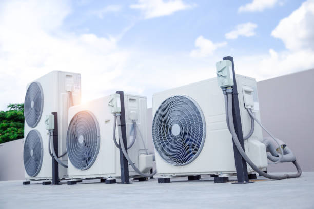 istock Air conditioning outdoor unit compressor install outside the building. 1457103799