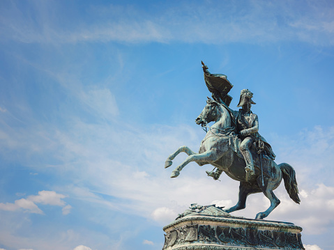 Statue of Archduke Charles on Heldenplatz square in Vienna, Austria. Summer sunny day