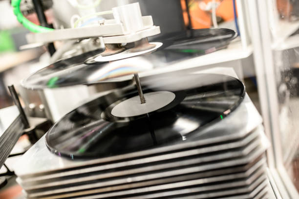 Close-up of a colorful fifties vintage jukebox with empty labels