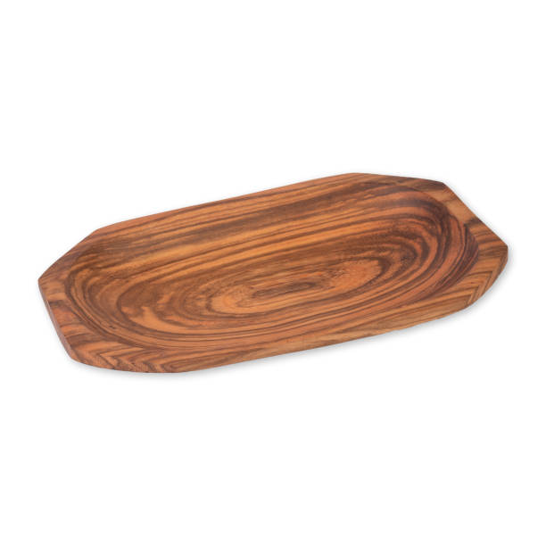 istock Wooden plate isolated over white background 1457105596