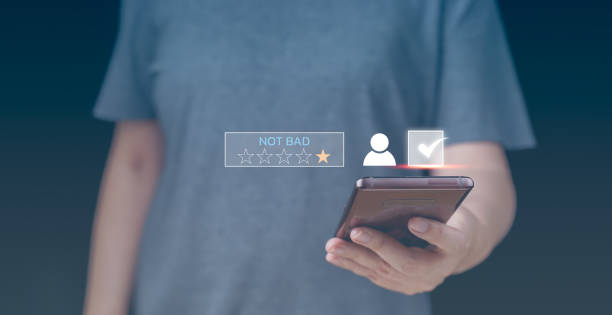 istock Customer service and Satisfaction concept ,Business people are touching the virtual screen on one star box  icon to give satisfaction in service. rating not bad. 1457107024