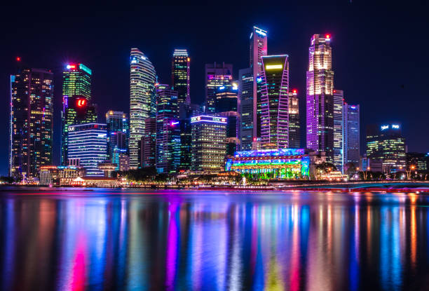 paisagem em singapura - singapore skyline - fotografias e filmes do acervo