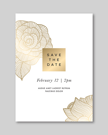 Gold Rose Save the Date Card