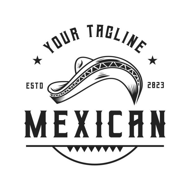 Vintage Retro Vector Sombrero Mexican Hat,Label Logo Design Emblem, Simple Vector Vintage Retro Vector Sombrero Mexican Hat,Label Logo Design Emblem, Simple Vector sombrero stock illustrations