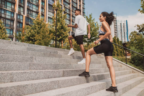 istock Two young athletes doing stair workout outdoors 1457115017
