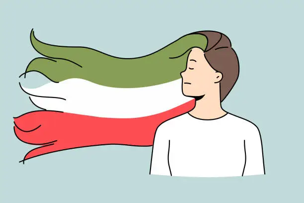 Vector illustration of Woman with Iranian flag in hair