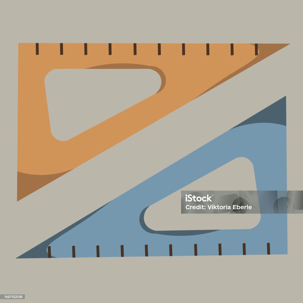 2 Triangular Ruler Stock Illustration - Download Image Now - Art ...