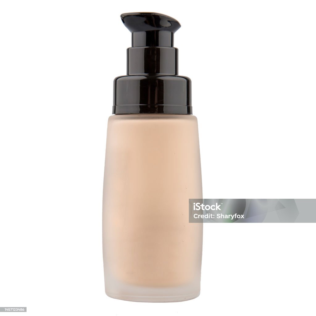 Foundation cosmetic glass jar with tinted moisturizer isolated on white Beauty Stock Photo
