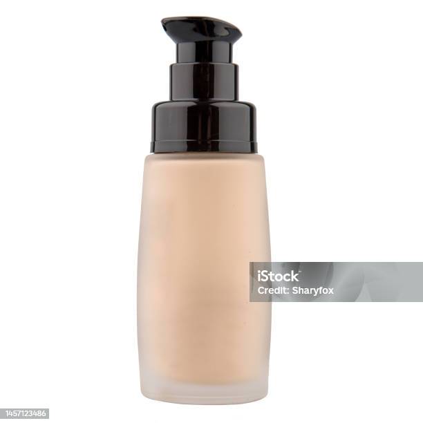 Foundation Cosmetic Glass Jar With Tinted Moisturizer Isolated On White Stock Photo - Download Image Now