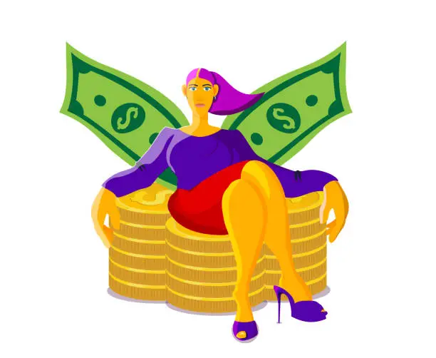 Vector illustration of Rich woman.