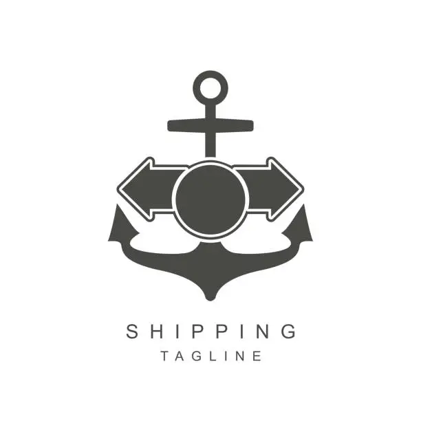 Vector illustration of Anchor and arrows. Transportation emblem design. Shipping business