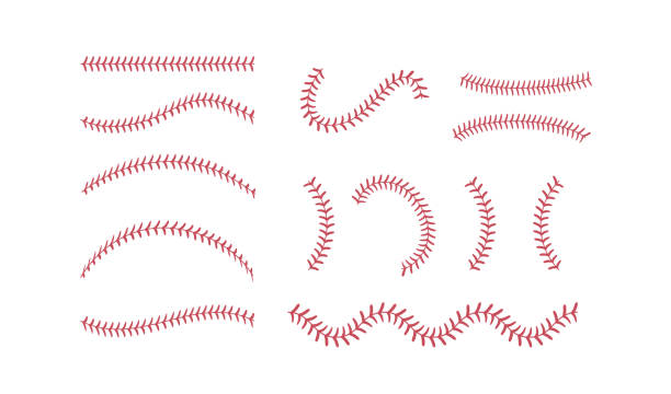 softballstiche. softball schnürsenkel set. vektorillustration - baseball stock-grafiken, -clipart, -cartoons und -symbole