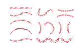 istock Softball Stitches. Softball laces set. Vector illustration 1457132084