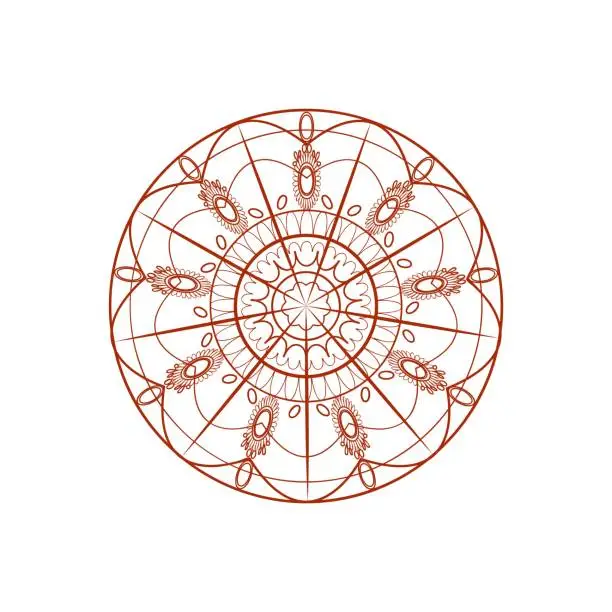 Vector illustration of Mehendi flower mandala of nine sectors