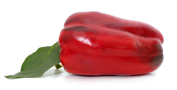 istock One red pepper with leaves. 1457133223