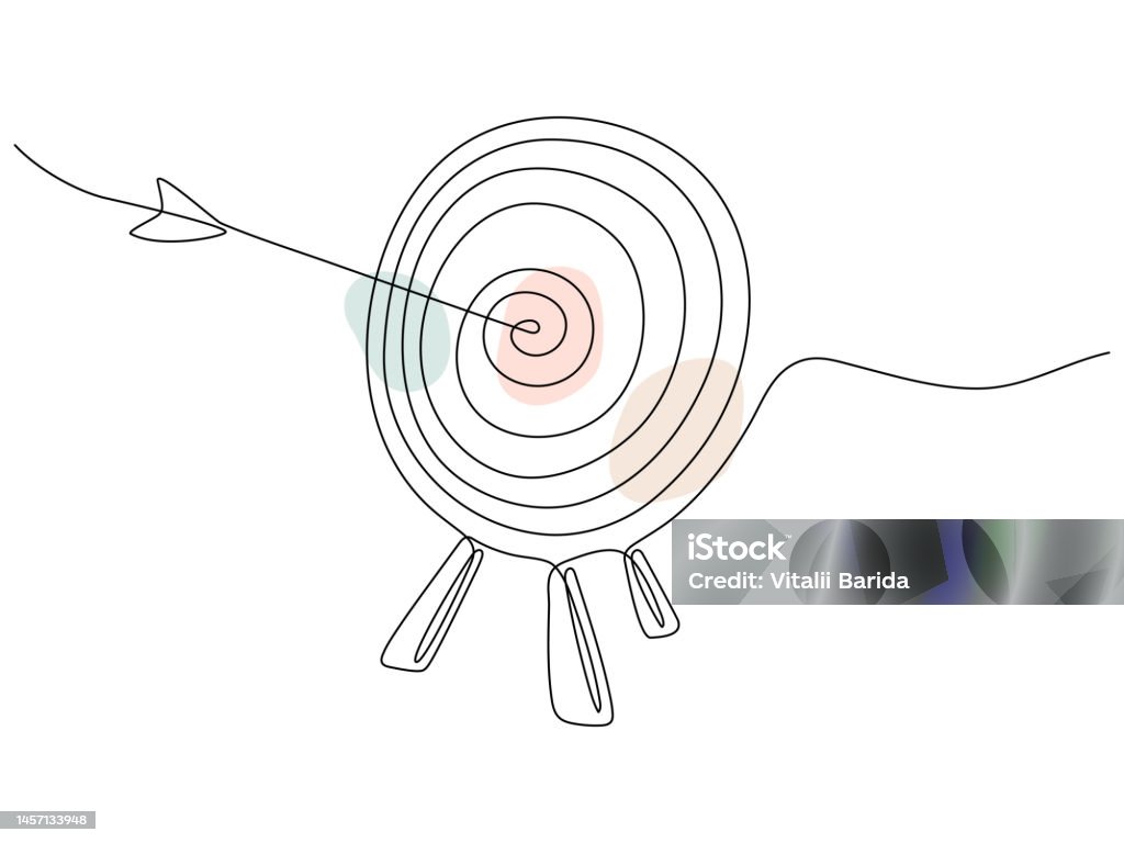 Target Line Drawing Simple Target With Arrow Continuous Line Drawing Stock Illustration - Download ...