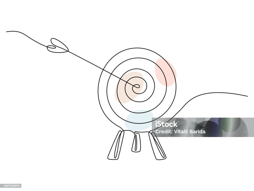 Target Drawing Simppe Target With Arrow Continuous Line Drawing Stock Illustration - Download ...
