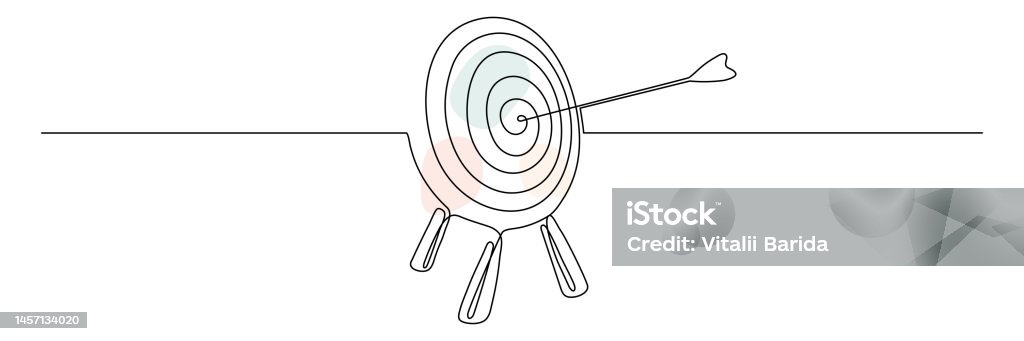 Target Line Drawing Simple Target With Arrow Continuous Line Drawing Stock Illustration - Download ...