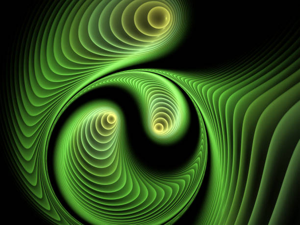 High resolution fractal background with green and yellow swirl patterns.