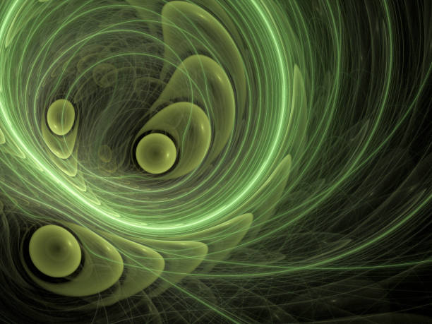 High resolution fractal background with green and yellow swirl patterns.