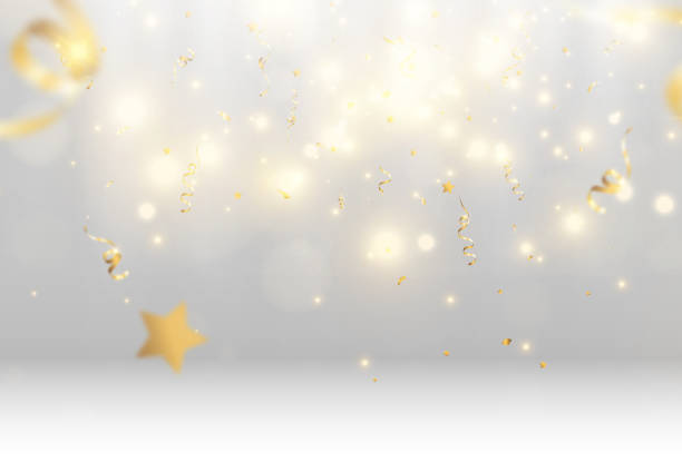 istock Illustration of falling confetti on a transparent background. 1457135892