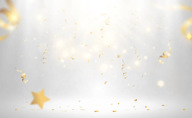 istock Illustration of falling confetti on a transparent background. 1457136057