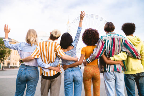 istock Group of multiethnics young friends having fun together 1457137191