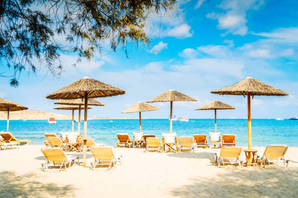 istock Romantic beach at greek island 1457137371