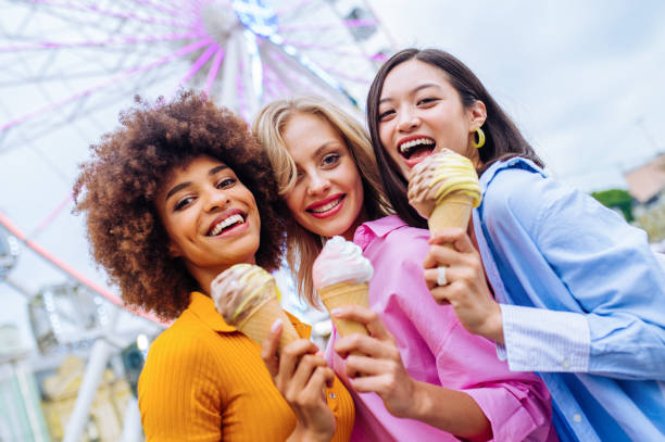 Group of multiethnics young friends having fun together