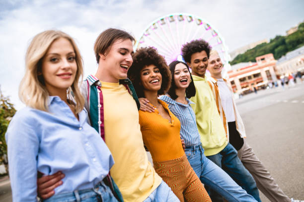 istock Group of multiethnics young friends having fun together 1457138518