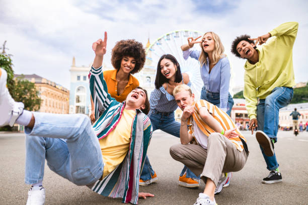istock Group of multiethnics young friends having fun together 1457138642