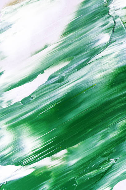 Green and white oil painting macro abstract background