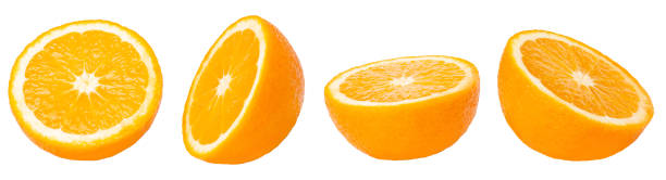 istock Set of oranges. pieces. Isolated on white background. 1457143791