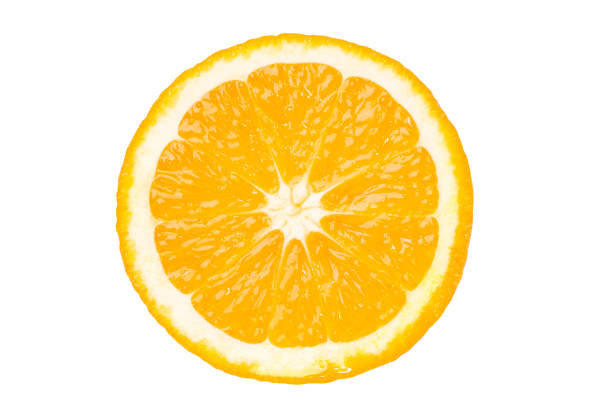 istock Fresh juicy orange cut in half. Isolated on white background. 1457143891
