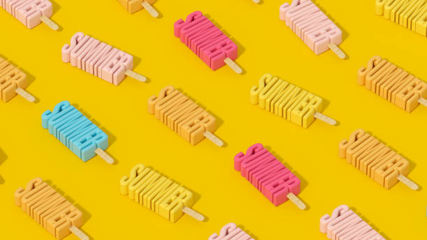 3d rendering of Ice cream stick, Popsicle, Summer Background.