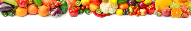 istock vegetables and fruits isolated on white background. Collage. Collage. Free space for text. 1457146659